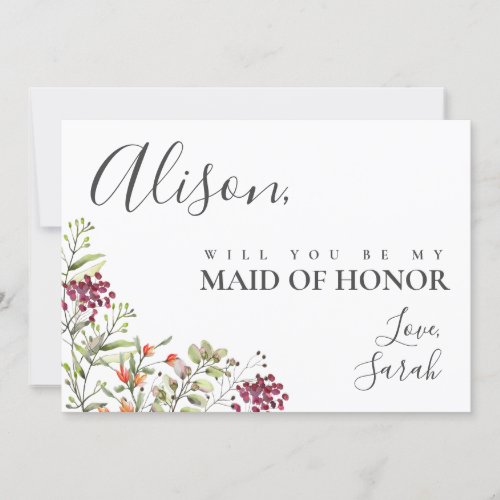 Wildflower Meadow Maid of Honor Proposal Card