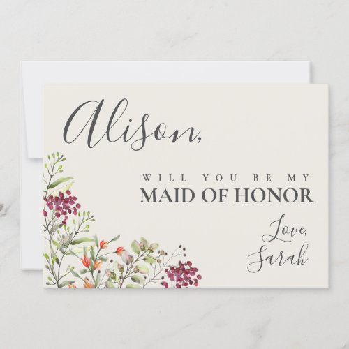 Wildflower Meadow Maid of Honor Proposal Card