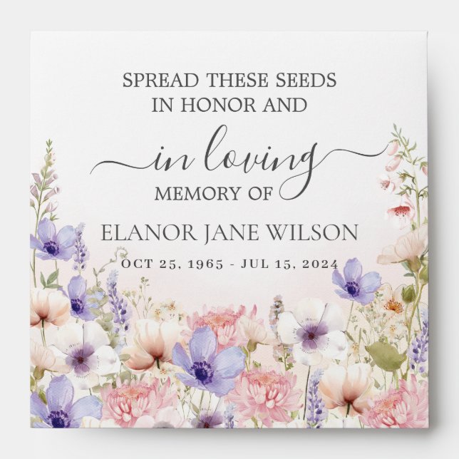 Wildflower Meadow Memorial Funeral Seed Packet Envelope (Front)