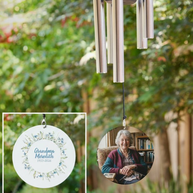 Wildflower Meadow Memorial Grandma Keepsake Wind Chime (Wildflower memorial keepsake wind chime)