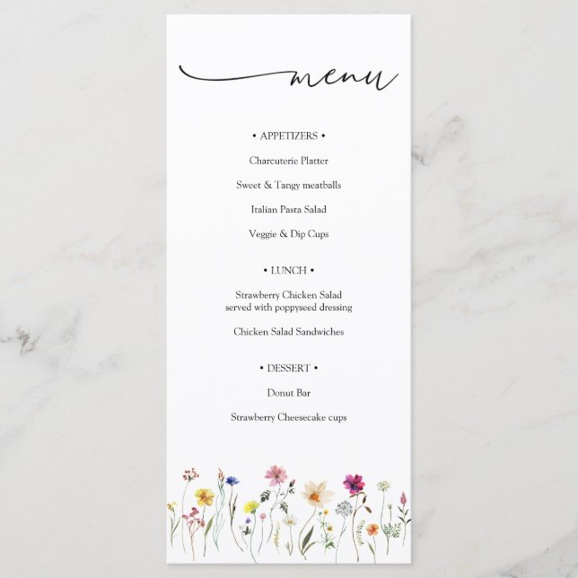 Wildflower Meadow  Menu (Front)