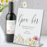 Wildflower Meadow Open Bar Wedding Pedestal Sign<br><div class="desc">Wildflower Meadow Wedding Open Bar Sign with editable wording, delicate wild flowers and beautiful calligraphy. This pretty watercolor wildflower design has dainty meadow flowers in pink lilac orange and yellow. Perfect for spring and summer themes from country floral garden to organic boho. If you would like matching products, please browse...</div>