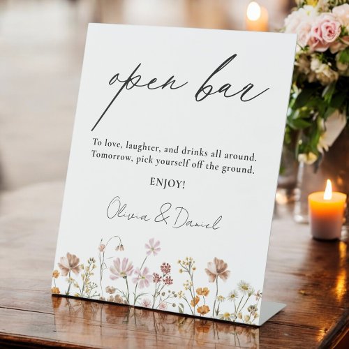 Wildflower Meadow Open Bar Wedding  Pedestal Sign