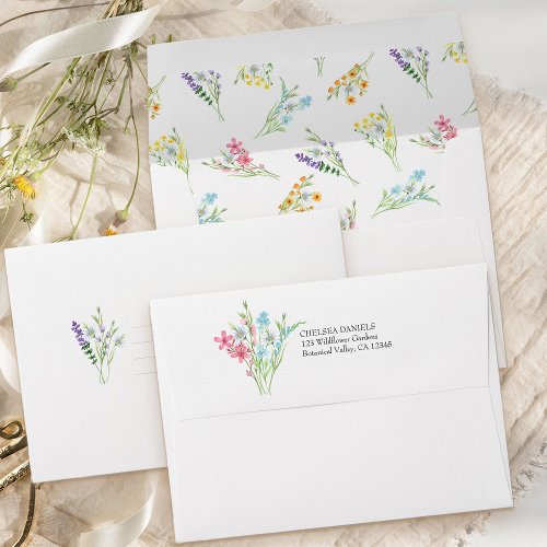 Wildflower Meadow Pastel Floral Wedding Invitation Envelope