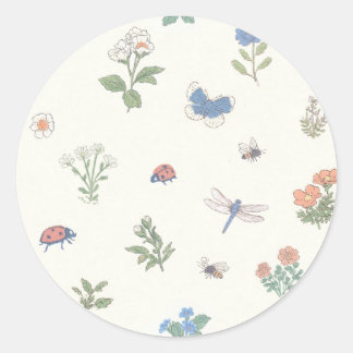 Wildflower Meadow Pattern Botanical Garden Floral Classic Round Sticker
