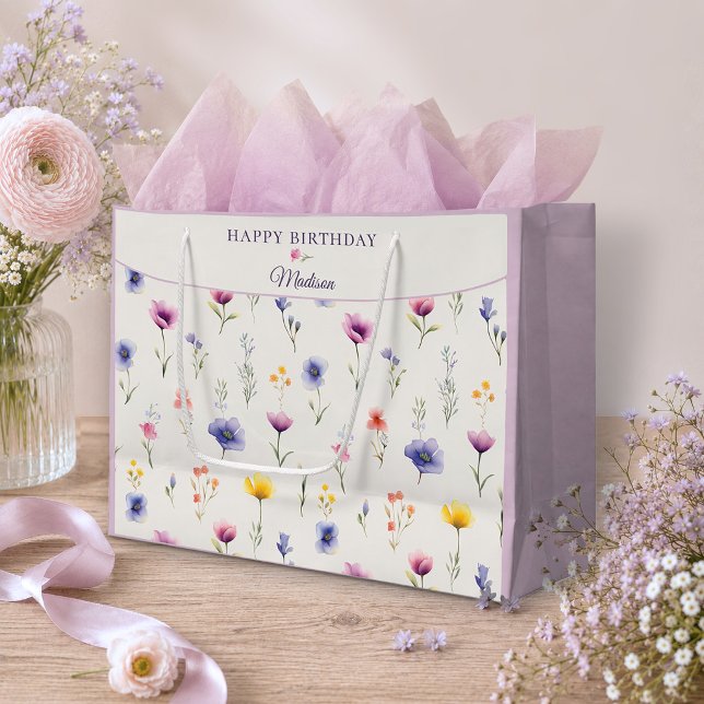 Wildflower Meadow Personalized Birthday Gift Bag (Creator Uploaded)