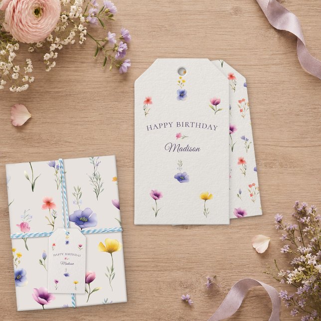Wildflower Meadow Personalized Birthday Gift Tag (Creator Uploaded)