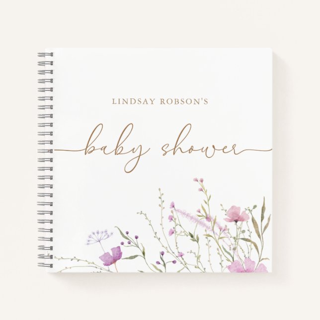 Wildflower Meadow Personalized Shower Guest Book (Front)