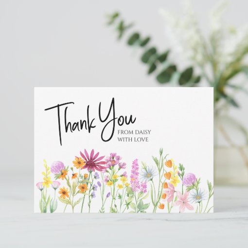 Wildflower Meadow Personalized Thank You Card | Zazzle