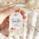 Wildflower Meadow Personalized Thank You Gift Tags<br><div class="desc">Wildflower Meadow thank you gift tags which you can personalize for any occasion. The design features pretty watercolor wildflower border with flowers in pink yellow and orange. Thank You is hand lettered with casual elegance and the template is ready for you to customize. Perfect for wildflower baby shower favors, bridal...</div>