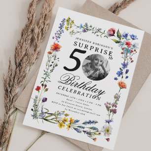 Wildflower Meadow Photo SURPRISE 50th Birthday  Invitation