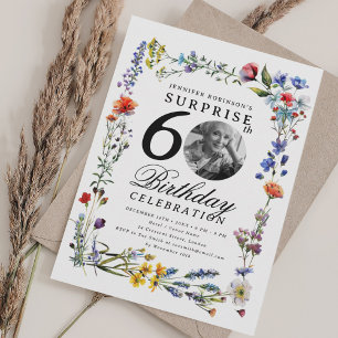 Wildflower Meadow Photo SURPRISE 60th Birthday Invitation