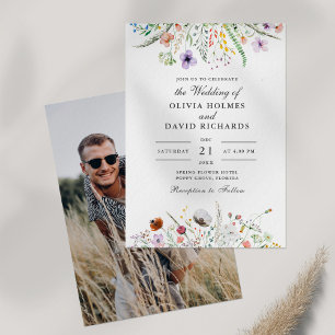 Wildflower Meadow Photo Wedding Invitation