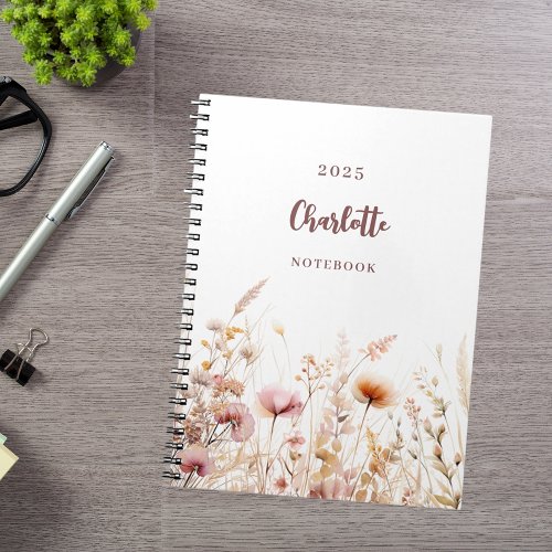 Wildflower meadow pink beige notebook