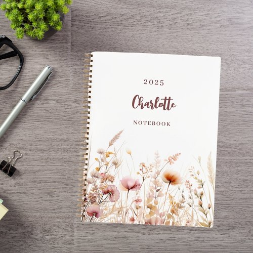 Wildflower meadow pink beige notebook