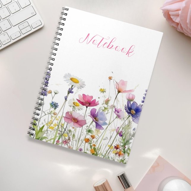  Wildflower Meadow Pink Script Notebook (Wildflower Meadow Pink Script Notebook)