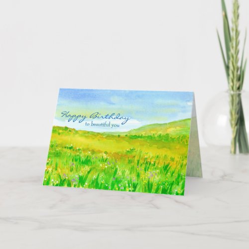 Wildflower Meadow Prairie Happy Birthday Card
