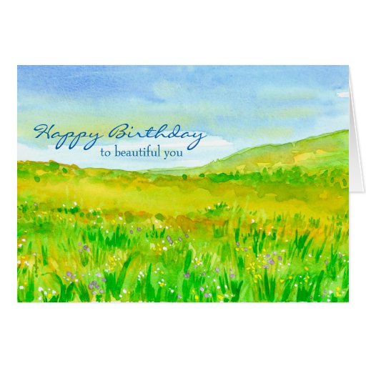 Wildflower Meadow Prairie Happy Birthday Card | Zazzle