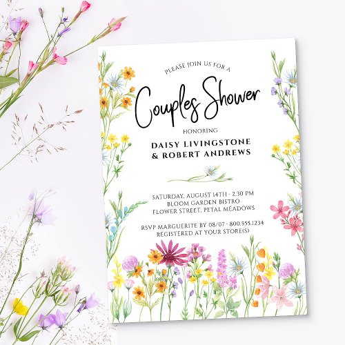 Wildflower Meadow Pretty Floral Couples Shower Invitation