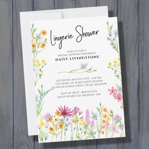 Wildflower Meadow Pretty Floral Lingerie Shower Invitation