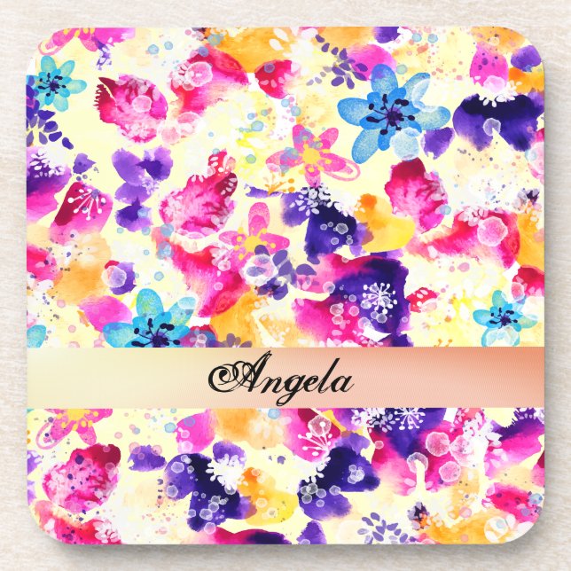 Wildflower Meadow Shabby Flowers Beverage Coaster (Front)