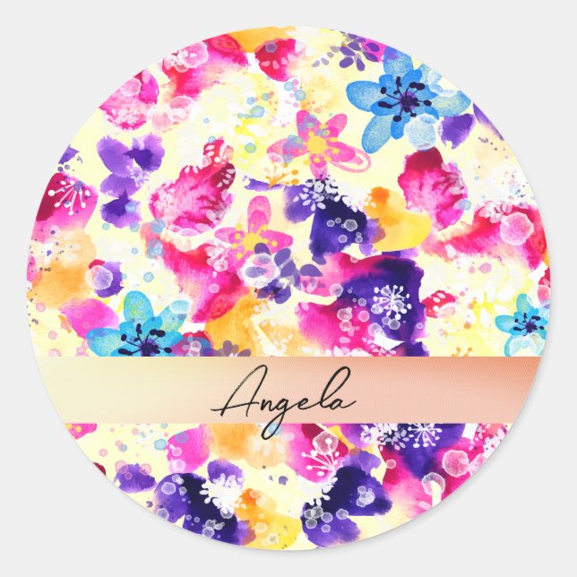 Wildflower Meadow Shabby Flowers Classic Round Sticker (Front)
