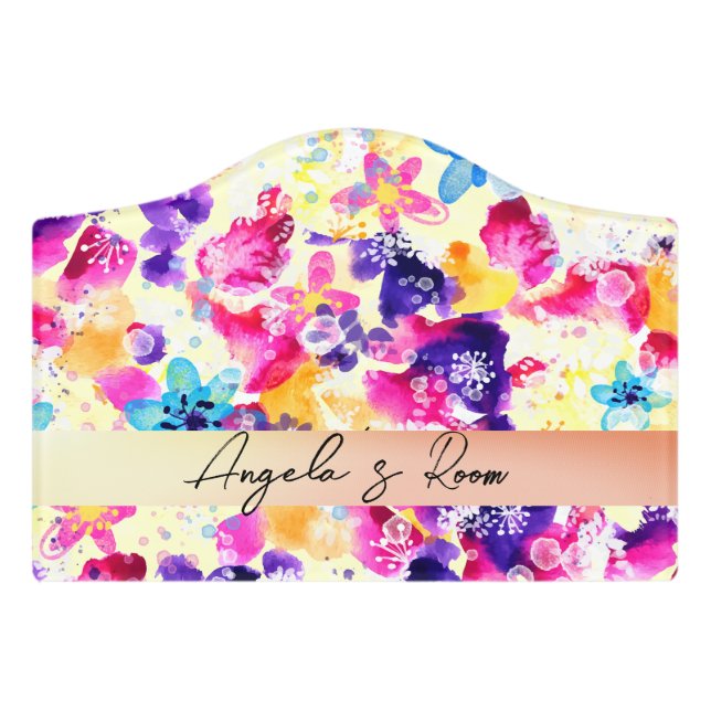 Wildflower Meadow Shabby Flowers Door Sign (Small Crest Front)