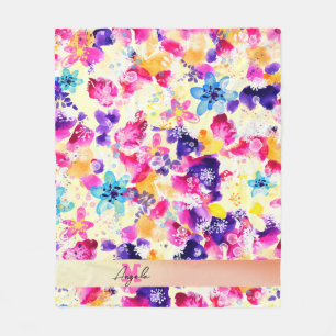 Wildflower Meadow Shabby Flowers Fleece Blanket