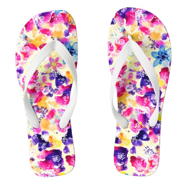 Wildflower Meadow Shabby Flowers Flip Flops (Footbed)