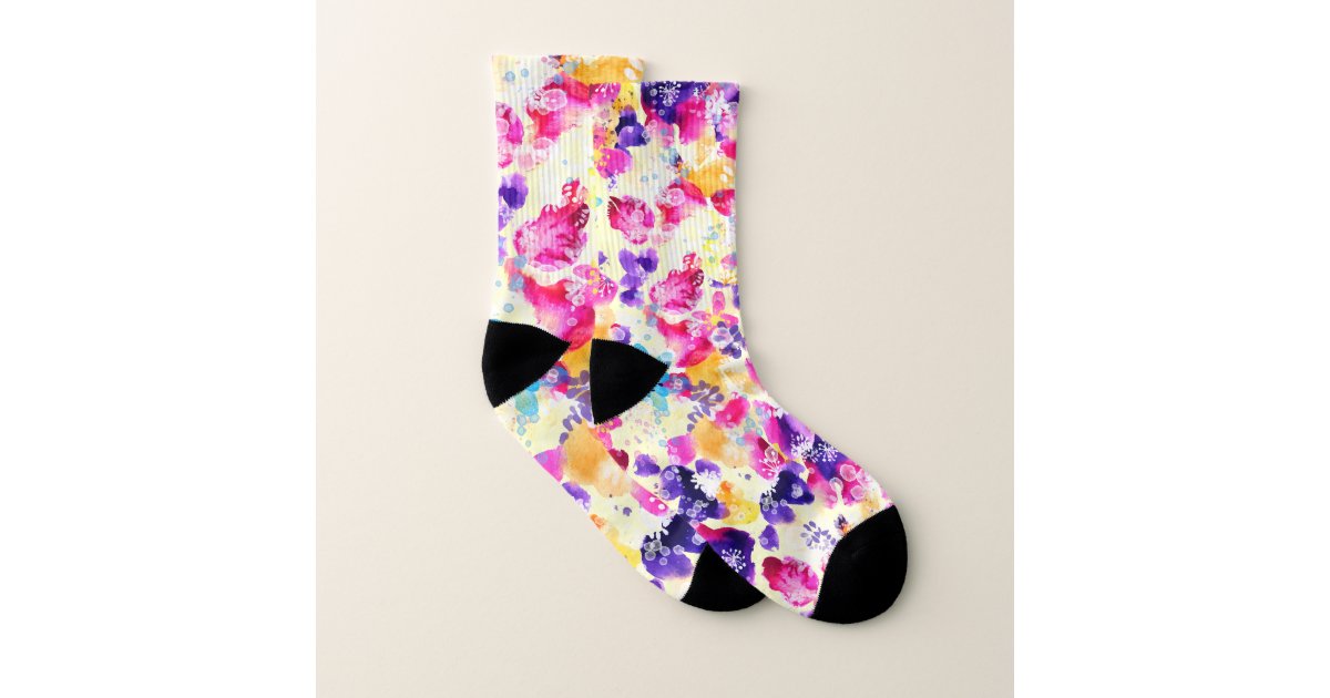 Wildflower Meadow Shabby Flowers Socks Zazzle