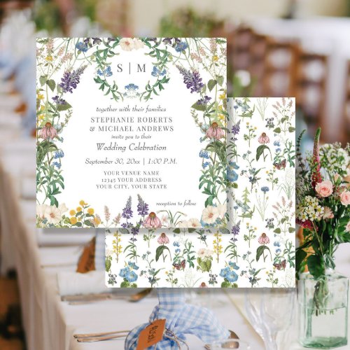 Wildflower Meadow Spring Floral Colorful Wedding Invitation