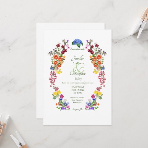 Wildflower Meadow Spring Floral Colorful Wedding Invitation