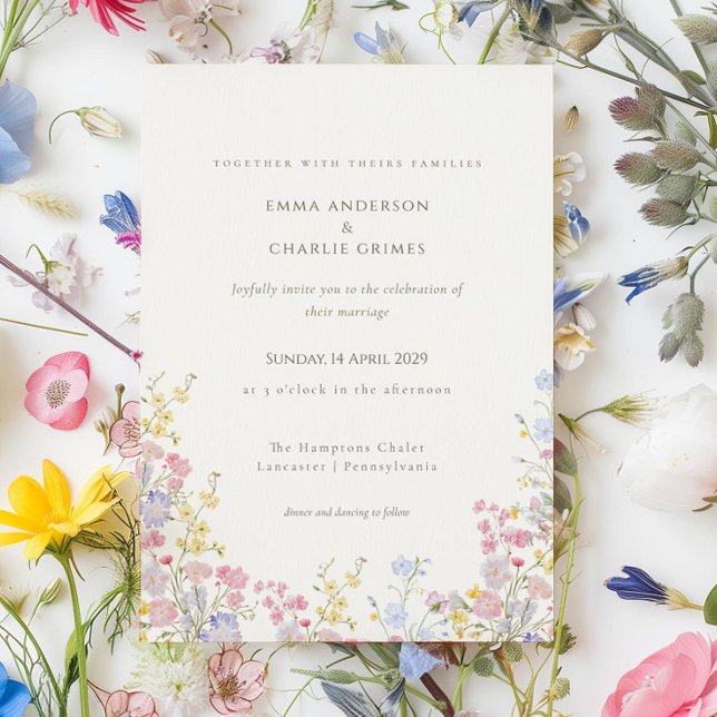 Wildflower Meadow Spring Summer Botanical Wedding Invitation (Creator Uploaded)