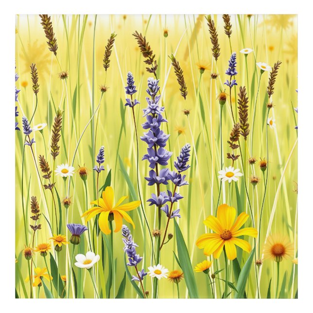 Wildflower Meadow Summer Pattern Acrylic Print (Front)