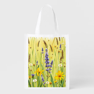 Wildflower Meadow Summer Pattern Grocery Bag