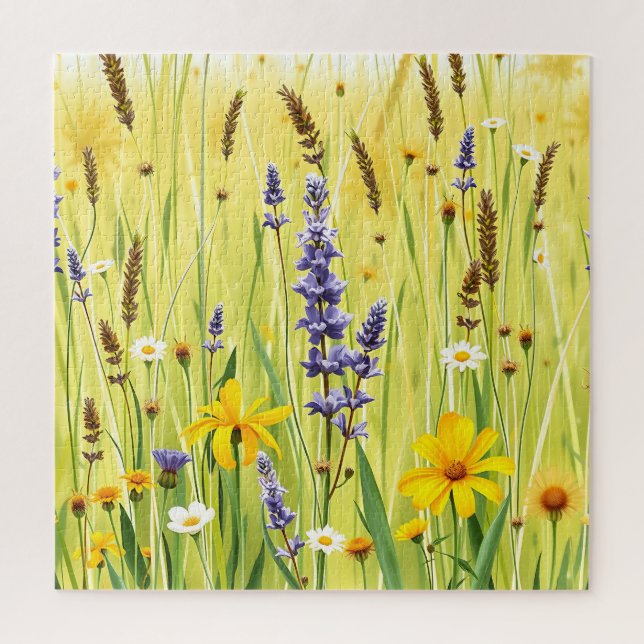 Wildflower Meadow Summer Pattern Jigsaw Puzzle (Vertical)