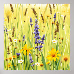 Wildflower Meadow Summer Pattern Poster