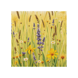 Wildflower Meadow Summer Pattern Wood Wall Art