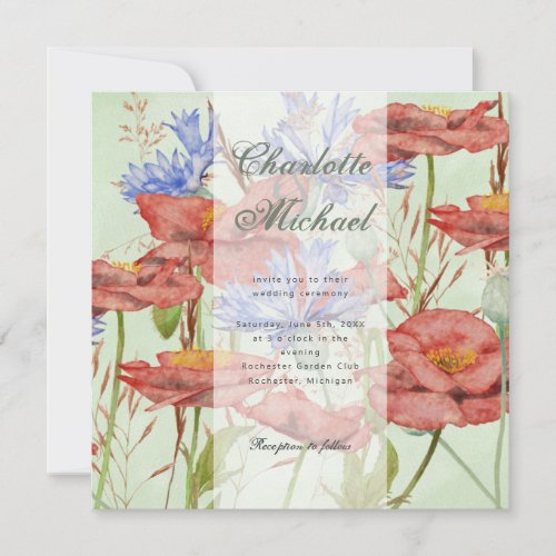 Wildflower meadow summer wedding invitation