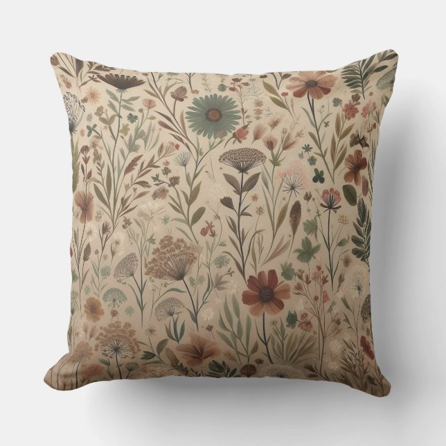 Wildflower Meadow Throw Pillow (Front)