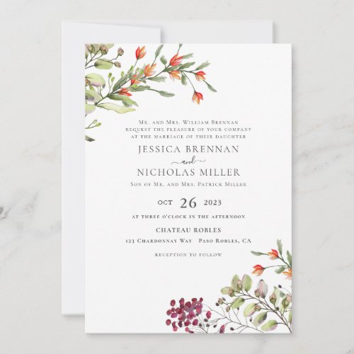 Wildflower Meadow Traditional Wedding Invitation 
