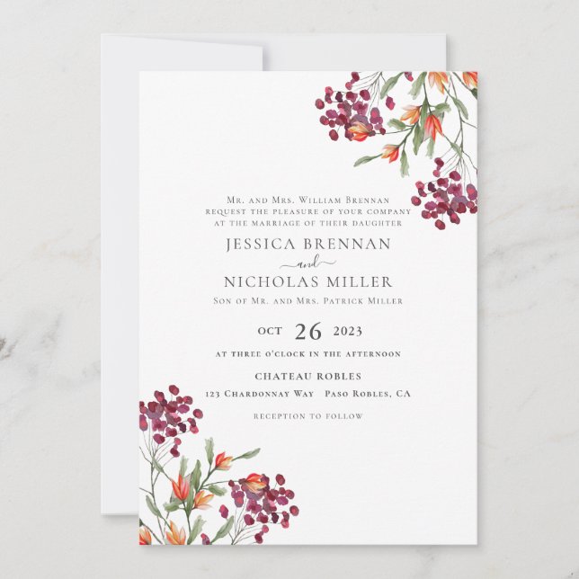 Wildflower Meadow Traditional Wedding Invitation  (Front)