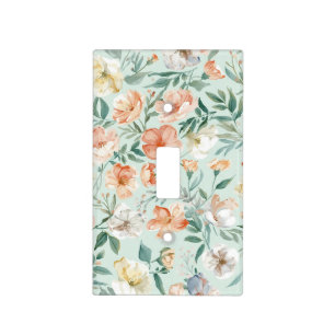 Wildflower Meadow Watercolor Blue Floral Pattern Light Switch Cover