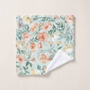 Wildflower Meadow Watercolor Blue Floral Pattern Wash Cloth