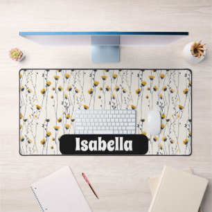 wildflower meadow,watercolor boho wild flowers,pre desk mat