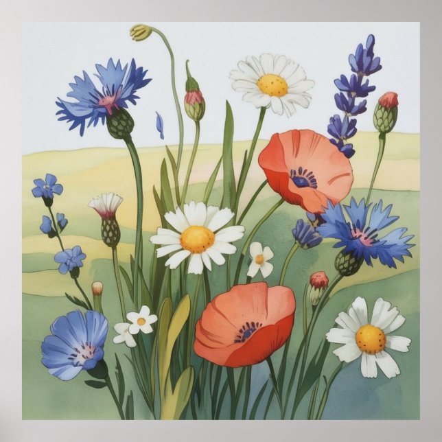 Wildflower Meadow Watercolor Poster (Front)