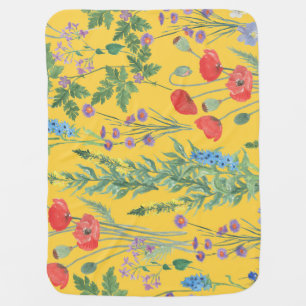 Wildflower Meadow: Watercolor Seamless Painting. Baby Blanket