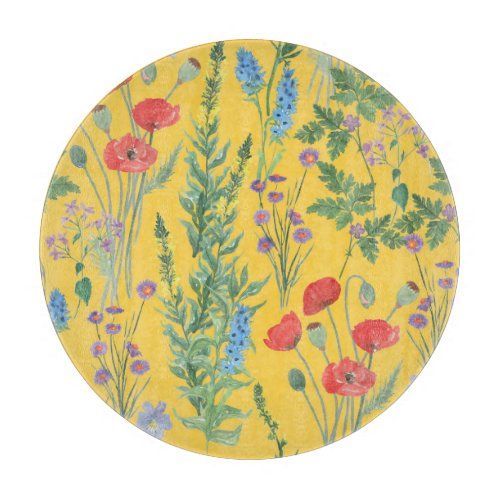 Wildflower Meadow Watercolor Seamless Painting Cutting Board