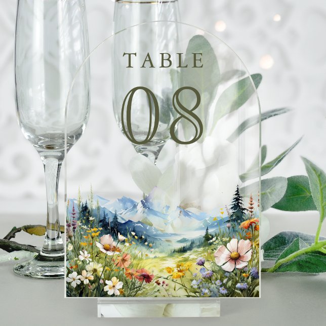 Wildflower Meadow Wedding Acrylic Table Number (Creator Uploaded)