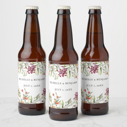 Wildflower Meadow Wedding Beer Bottle Label